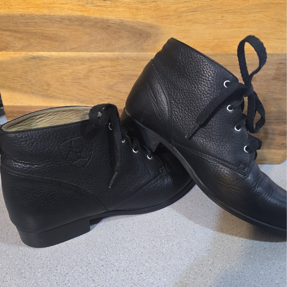 Ariat Boots Womens 9 M Casual Lace Up Ankle Bootie Black Leather Low Heels